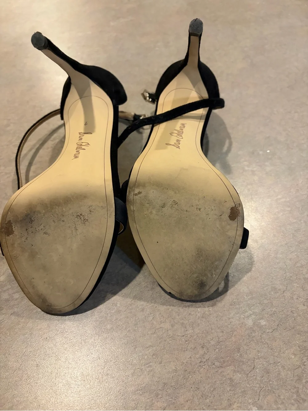 Sam Edelman Black Suede Open-Toe Ankle-Strap Heels